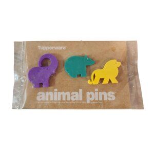 Vintage 1993 Tupperware animal pins purple elephant green hippopotamus yellow li